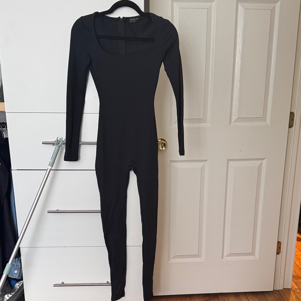 White Fox Boutique Black Long-Sleeve Scoop Neck Jumpsuit